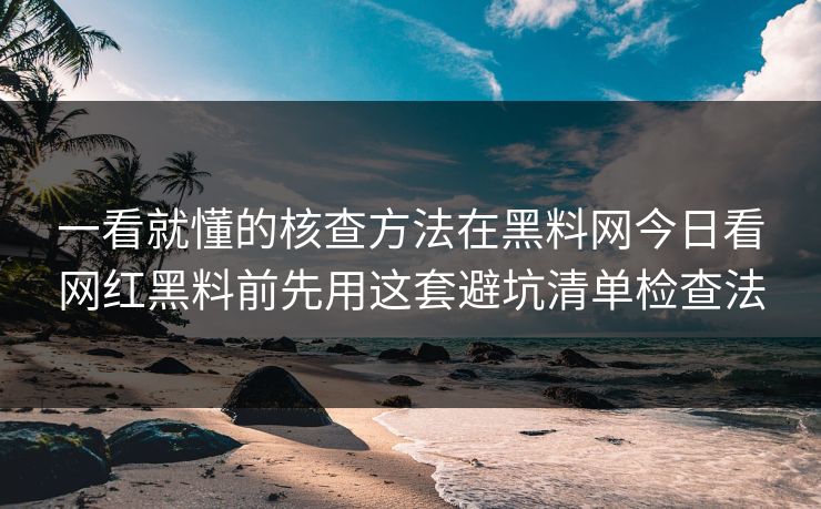 一看就懂的核查方法在黑料网今日看网红黑料前先用这套避坑清单检查法