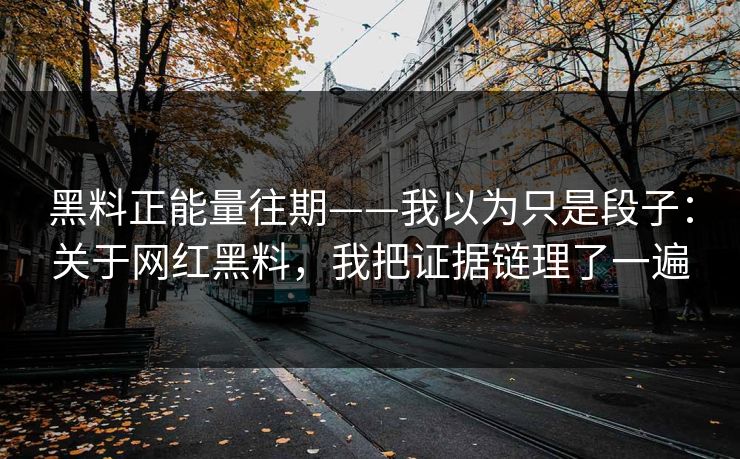 黑料正能量往期——我以为只是段子：关于网红黑料，我把证据链理了一遍
